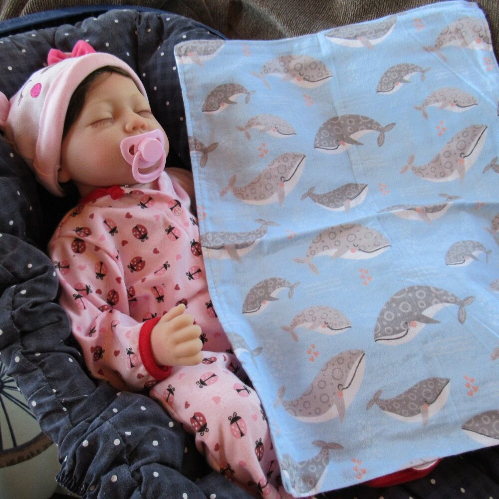 Baby burp cloth flannel burp rag changing pad pet mat nap blanket whales ocean